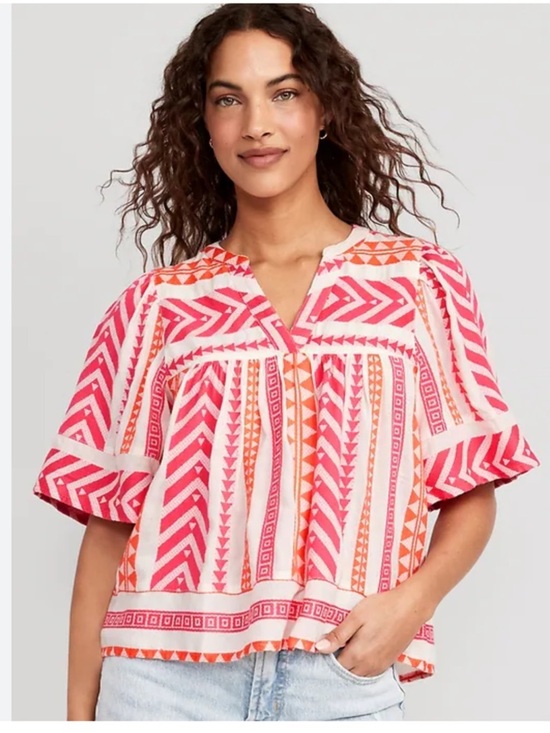 Old Navy Tops - Old Navy Aztec Geometric Embroidered Top Flared Sleeves Sz XL